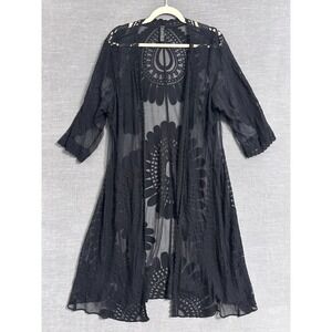 Lane Bryant Kimono 14/16 Black Lace Sheer Kimono Boho Cardigan Western Beach